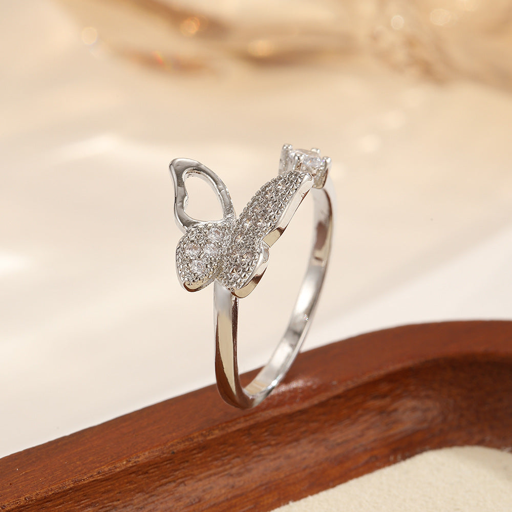 Zircon Female Light Luxury Minority High Sense Adjustable Index Finger Ring