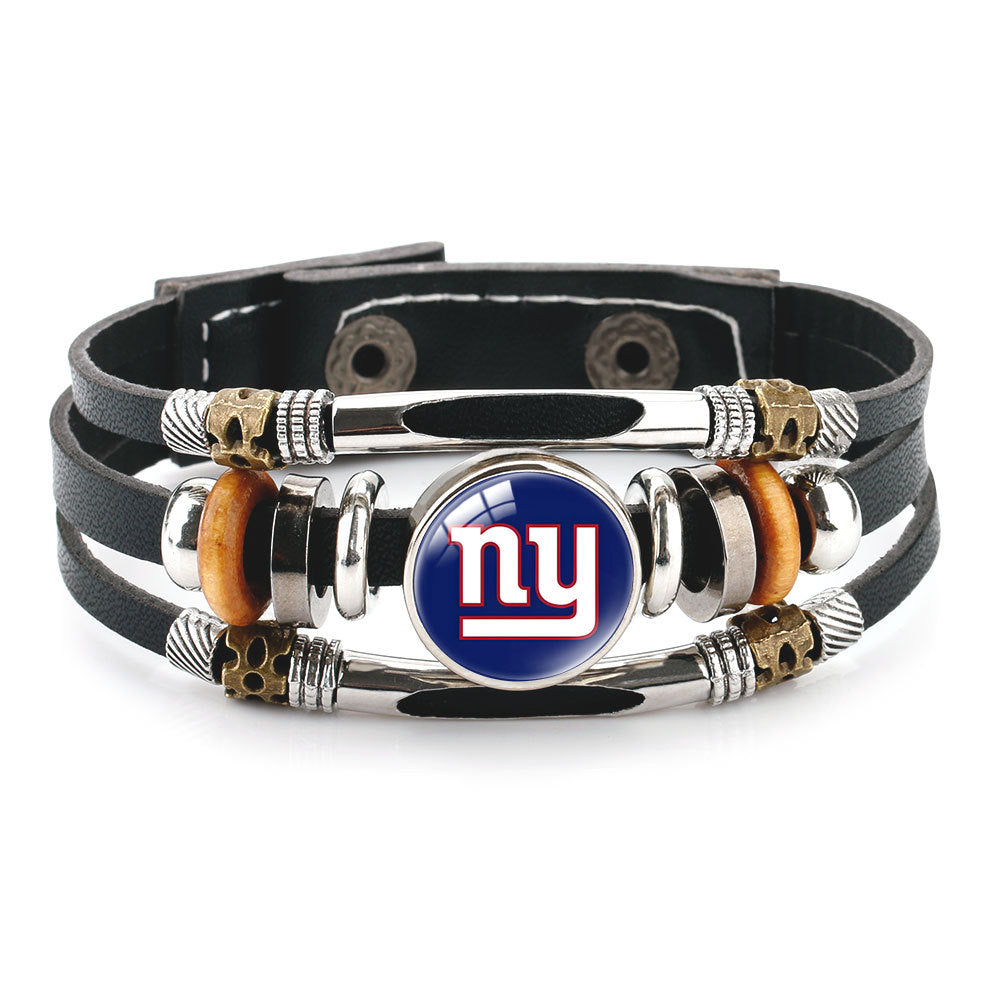 Genuine Leather Hand Professional Rugby League Team Time Stone Bracelet