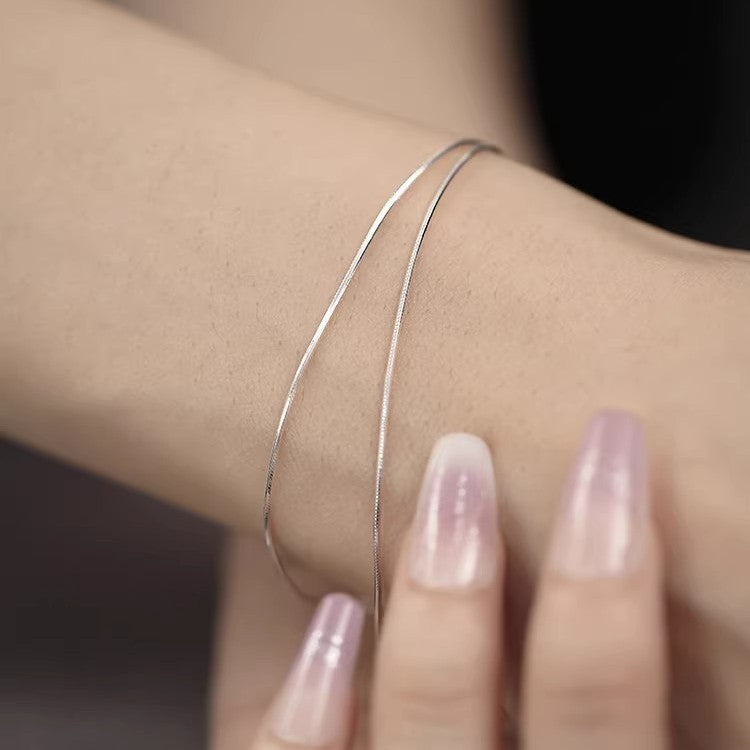 Women's Sier Snake Bones Chain Thin Design Simple Light Luxury Exquisite Bracelet