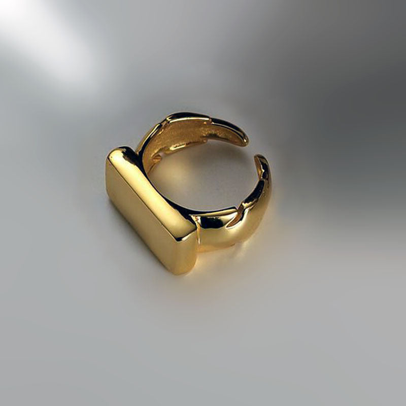 Fashion Geometry Pattern Square Round Smooth Opening Male Rings