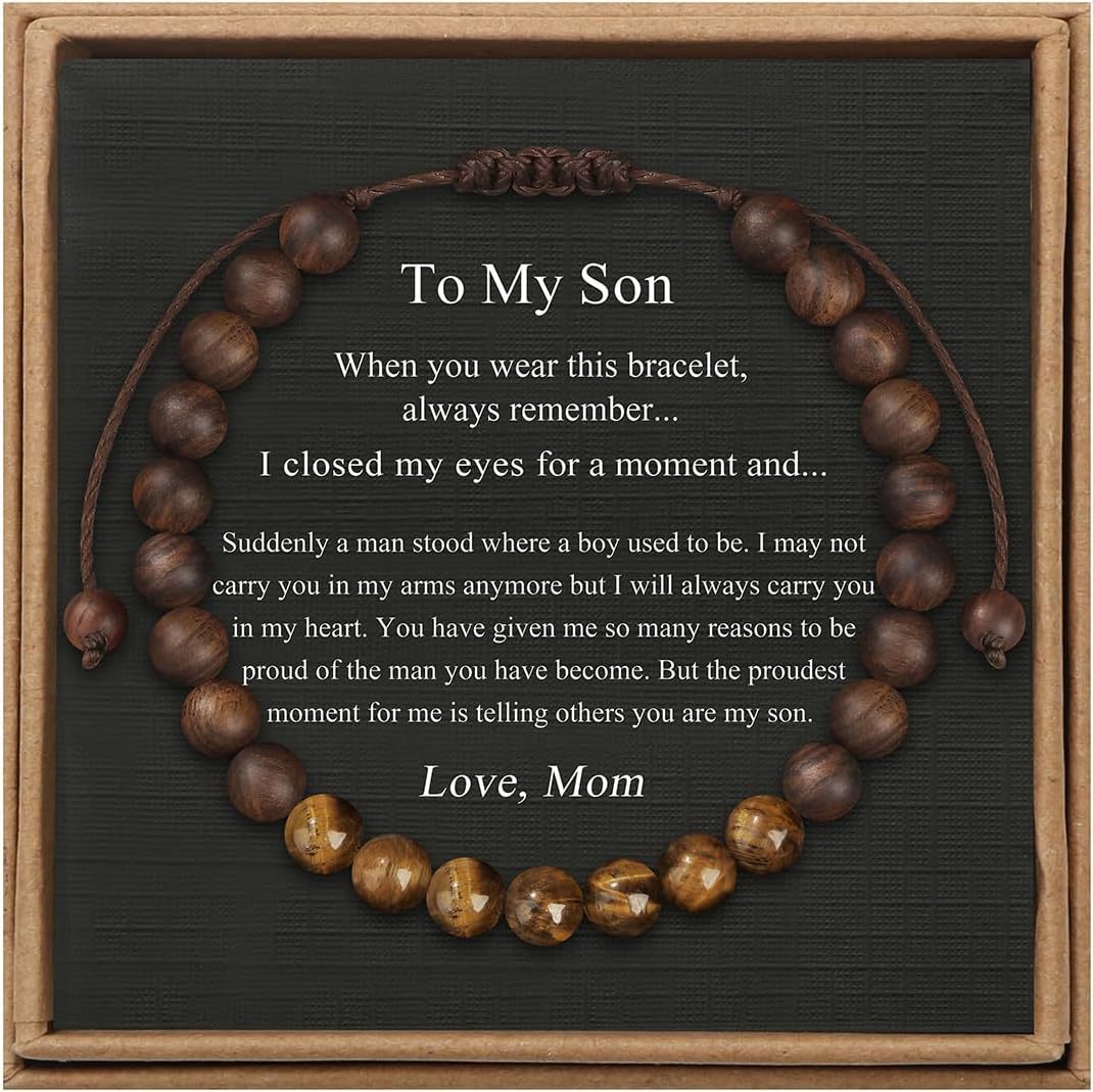 Men's Stone Tiger Eye Woven Adjustable Beaded Bracelet