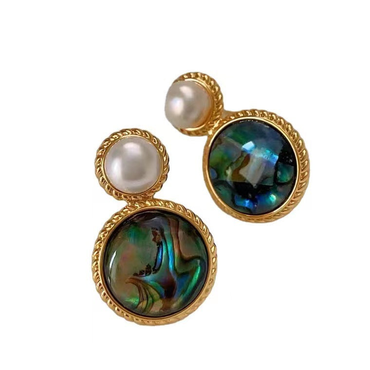 Oil Painting Colorful Abalone Shell Natural Earrings