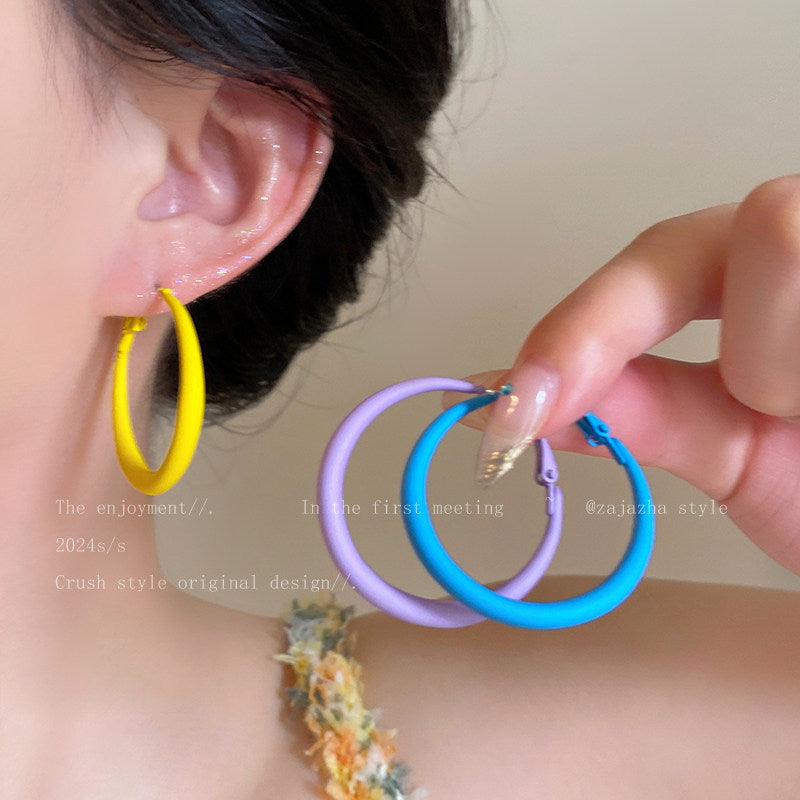 Women's Dopamine Color Ear High-grade Yellow Seaside Vacation Style Earrings