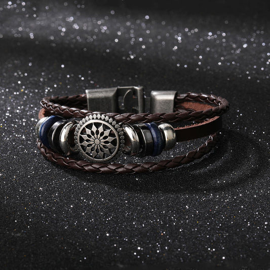 Women's & Men's Alloy Beads Handmade Woven Leather String Bracelet