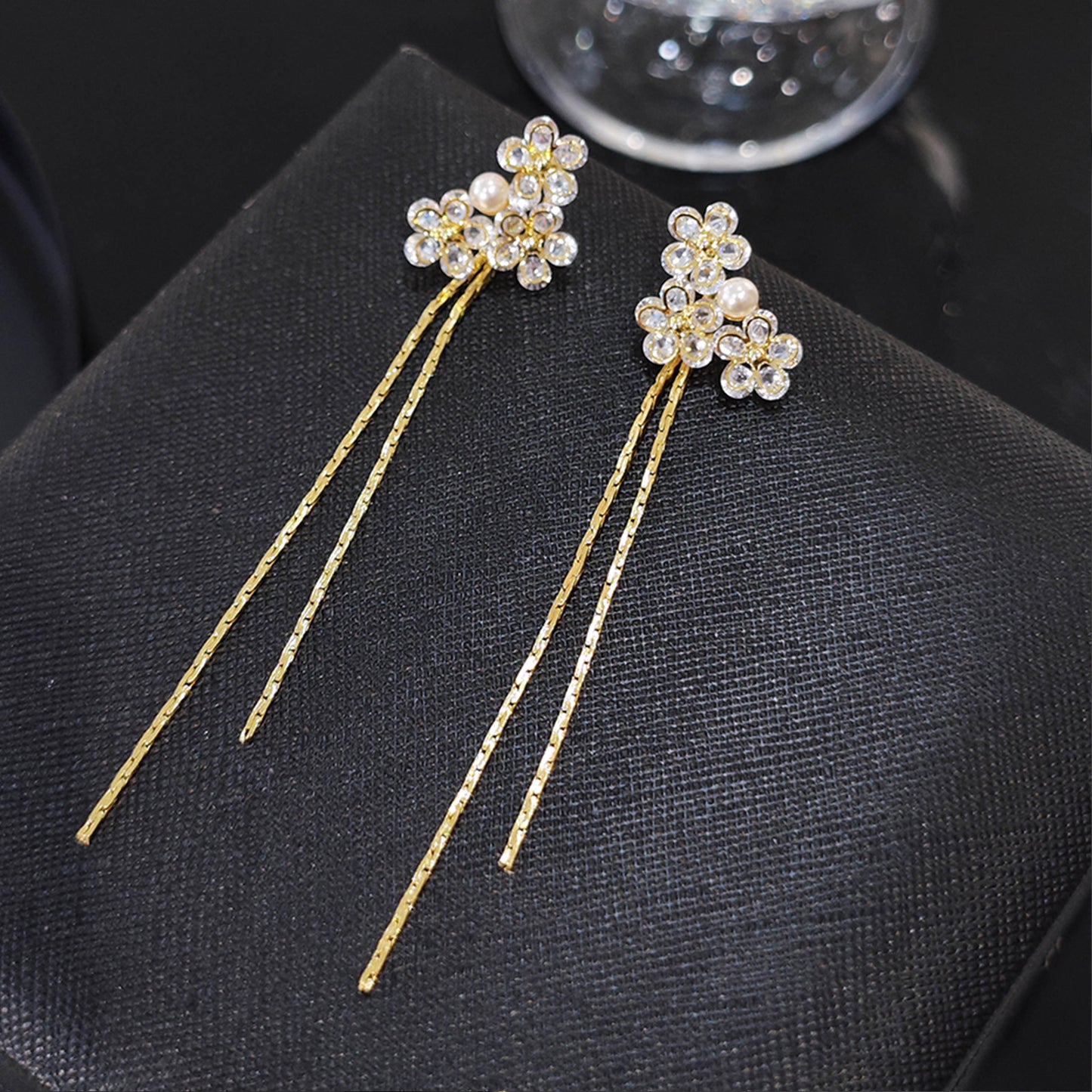 Flower Light Luxury Long Tassel Temperament Earrings