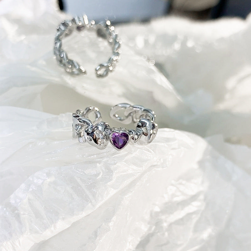 Women's Heart-shaped Light Luxury High-grade Sense Open Rings