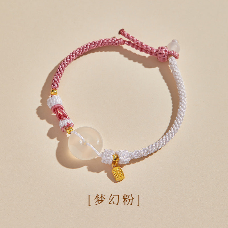 Women's & Men's Natural Agate Peace Buckle Couple For Free Gifts Friends Hand-woven Bracelet