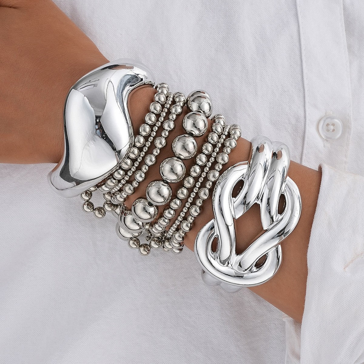 Leaves Glossy Irregular With Personality Stripes Bracelets