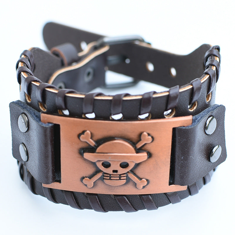 Men's Retro Viking Totem Leather Wolf Head Bear Claw Gossip Lucky Bracelet