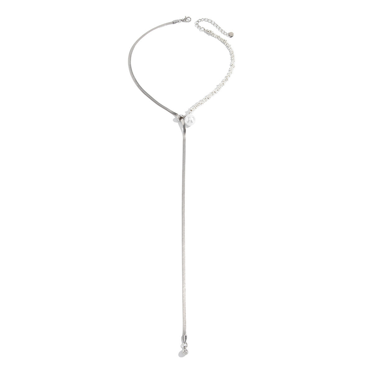 Temperament Imitation Pearl Clavicle Chain Geometric Stitching Snake Bone Necklace