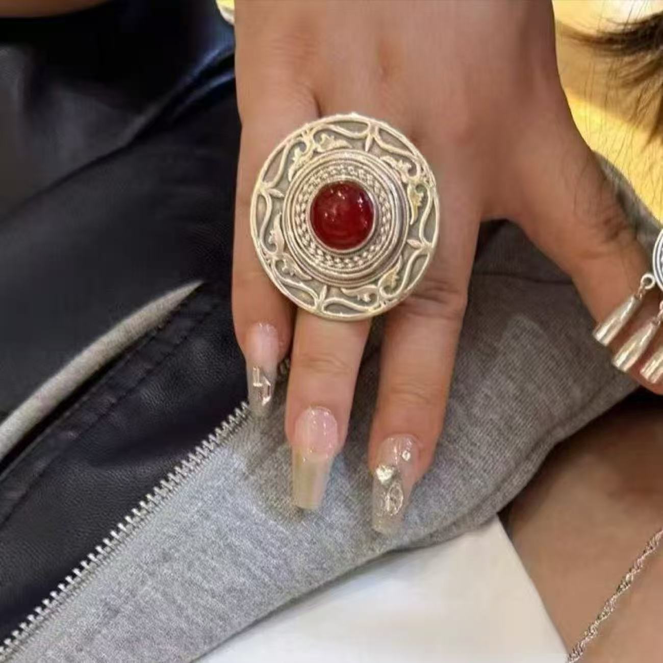 Kazakh Element Open Ethnic Style Simple Niche Index Ring