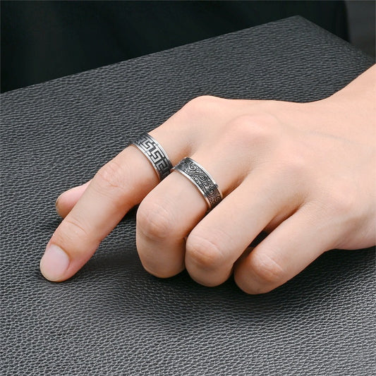 Men's Retro Style Hand Jewelry Handsome Trendy Rings