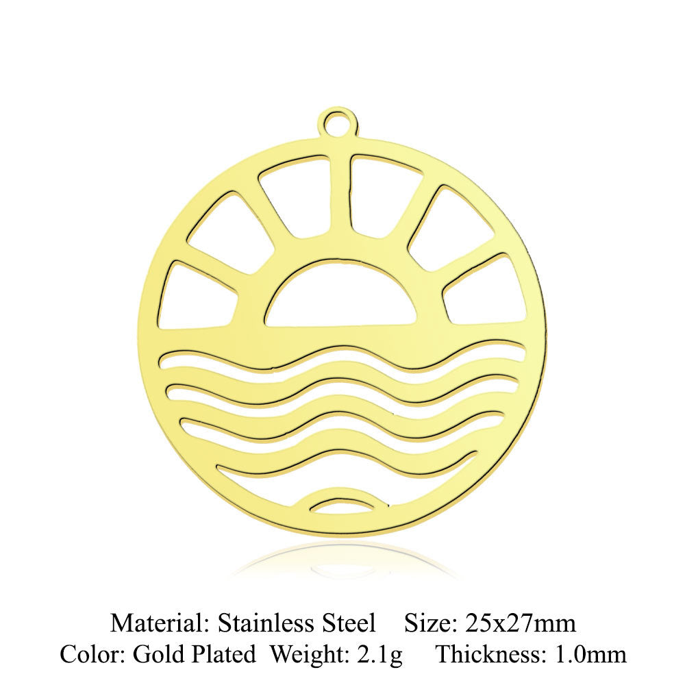 Sunrise Titanium Steel Flower Moon Ornament Pendants