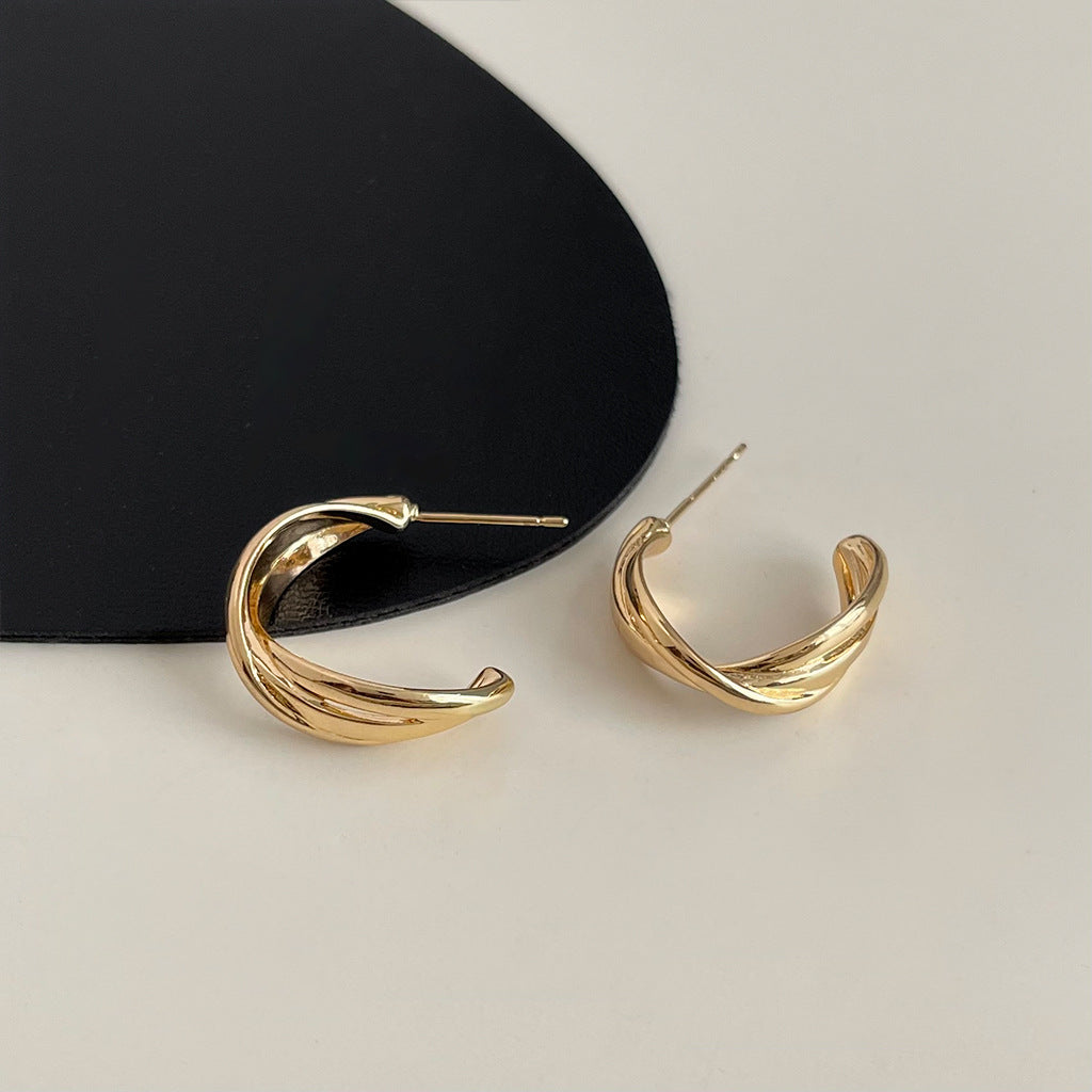 Women's Geometric Metal Exaggerated Ear Design Irregular Elegant Earrings