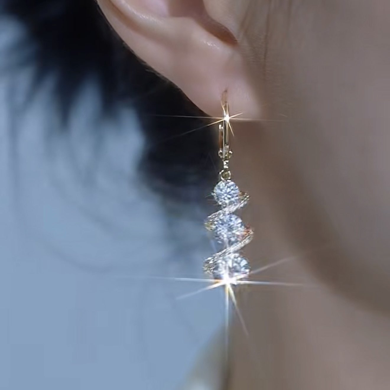 Fashionable Elegant Shiny Zircon Classic Long To Make Round Earrings
