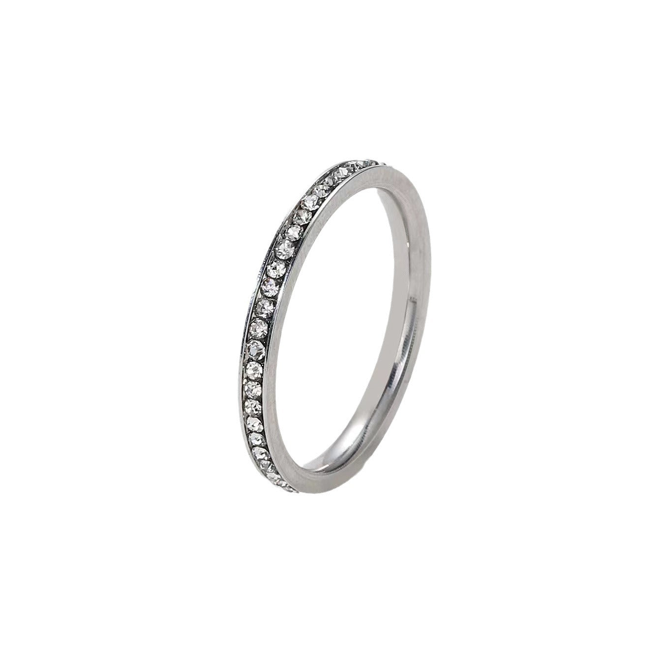 Women's Electroplated Gold Diamond Stainless Steel Single Rings