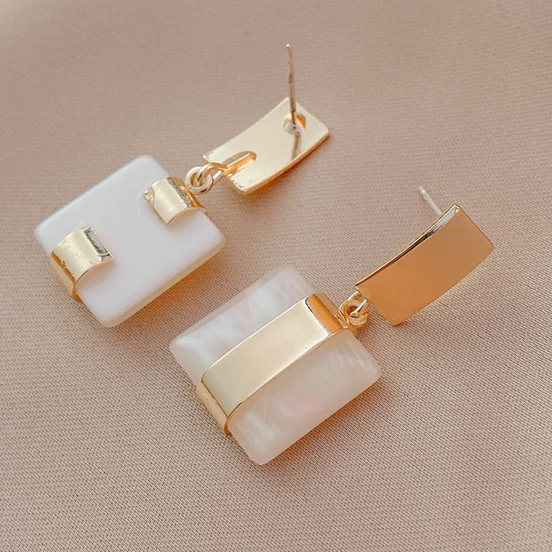 Women's Sier Needle Fashion Simple Metal Square Geometric Retro High-grade Earrings