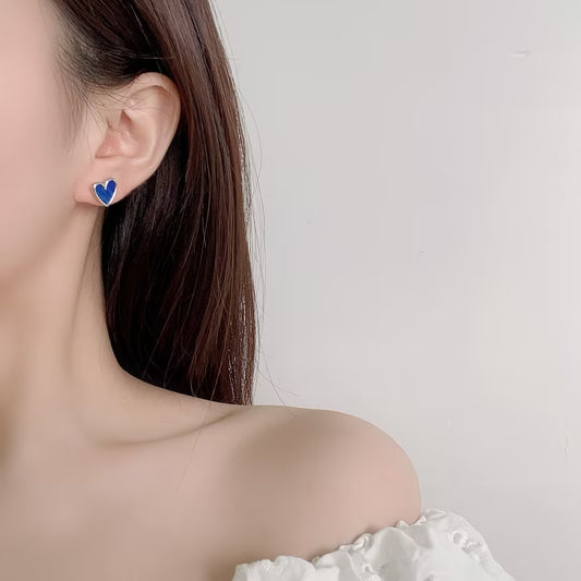 Klein Blue Love Heart Sterling Sier Earrings