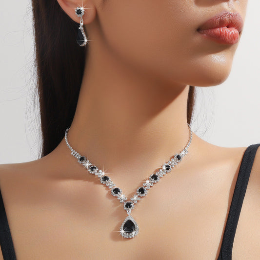 Women's Bridal Crystal Water Drop Two-piece Jewelry Set
