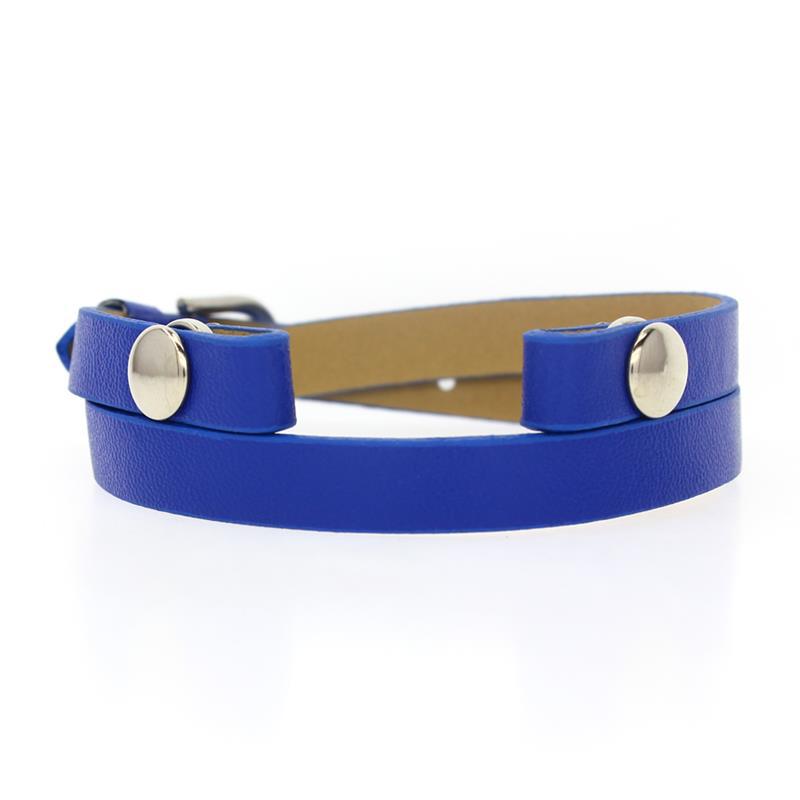 Leather Double Section Wrist Strap Bright Color Bracelet
