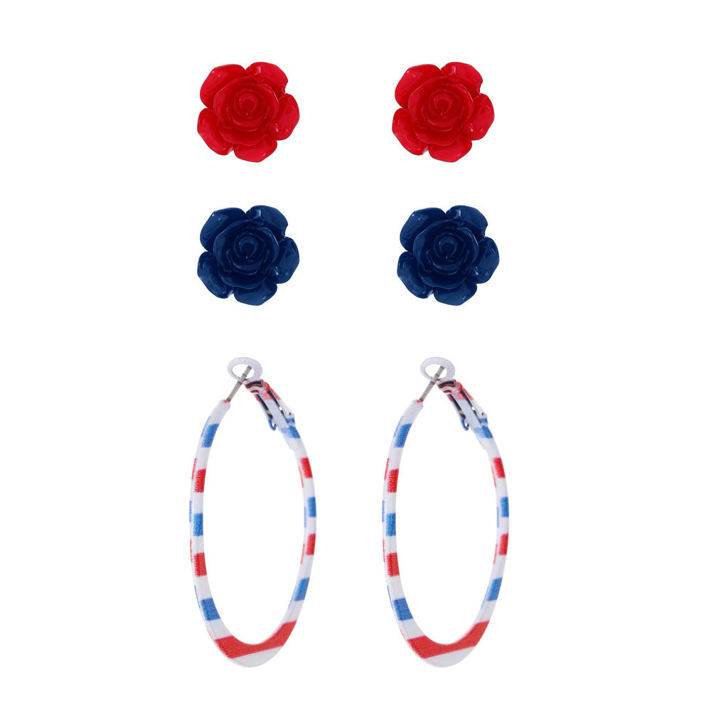 Women's Carnival Party Stars Stripes National Flag With Stud Earrings