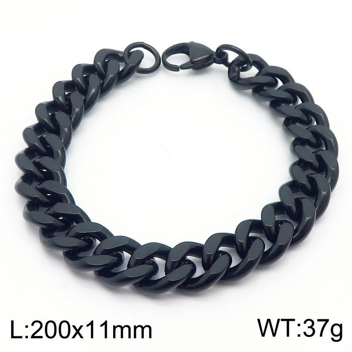 Men's Fashion Side Flat Chain Stainless Steel Bracelets