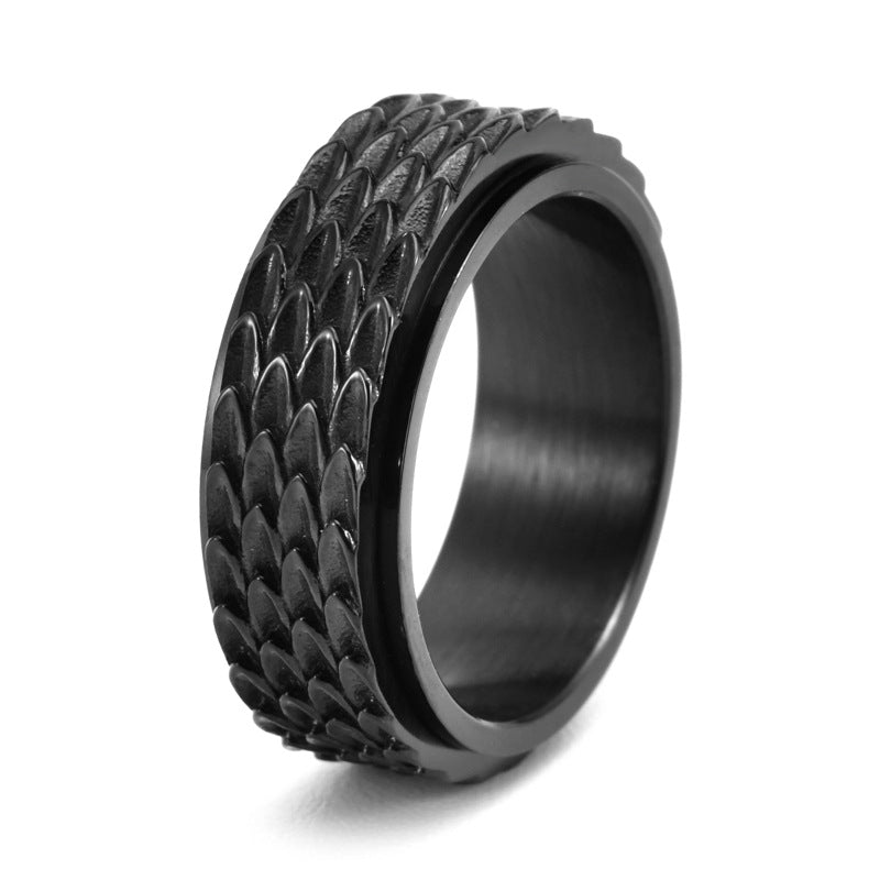 Men's Vintage Stainless Steel Dragon Scale Rotatable Fashion Simple Trendy Rings