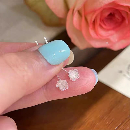 Women's Dream White Rose Light Luxury High-grade Tassel Ear Line