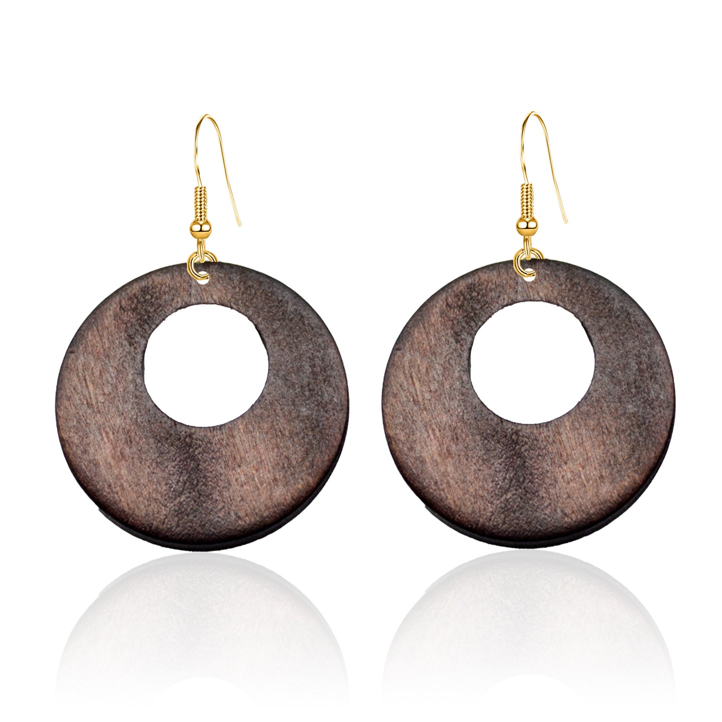 Fashion Exaggerated Personalized Round Wood Large Earrings