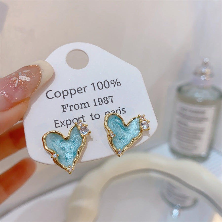 Gold-plated Fashion Blue Color Collection Enamel Earrings