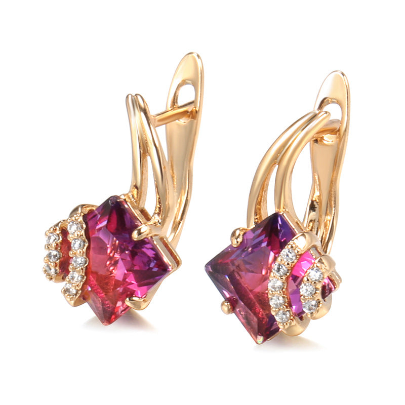 Women's Fashion Zircon Creative Popular Rose Gold Square Rings