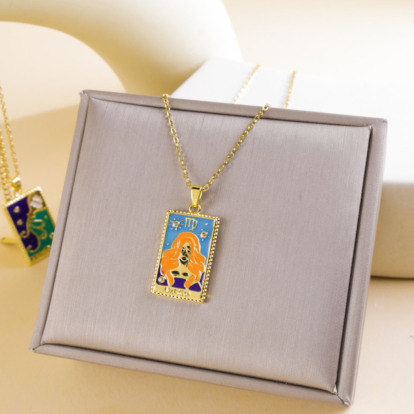 Drop Oil Relief Square Plate Female Minority Necklaces