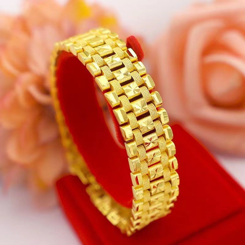 Women's & Men's Alluvial Gold Artificial Special Interest Light Luxury High-grade Wedding Watch Bracelet