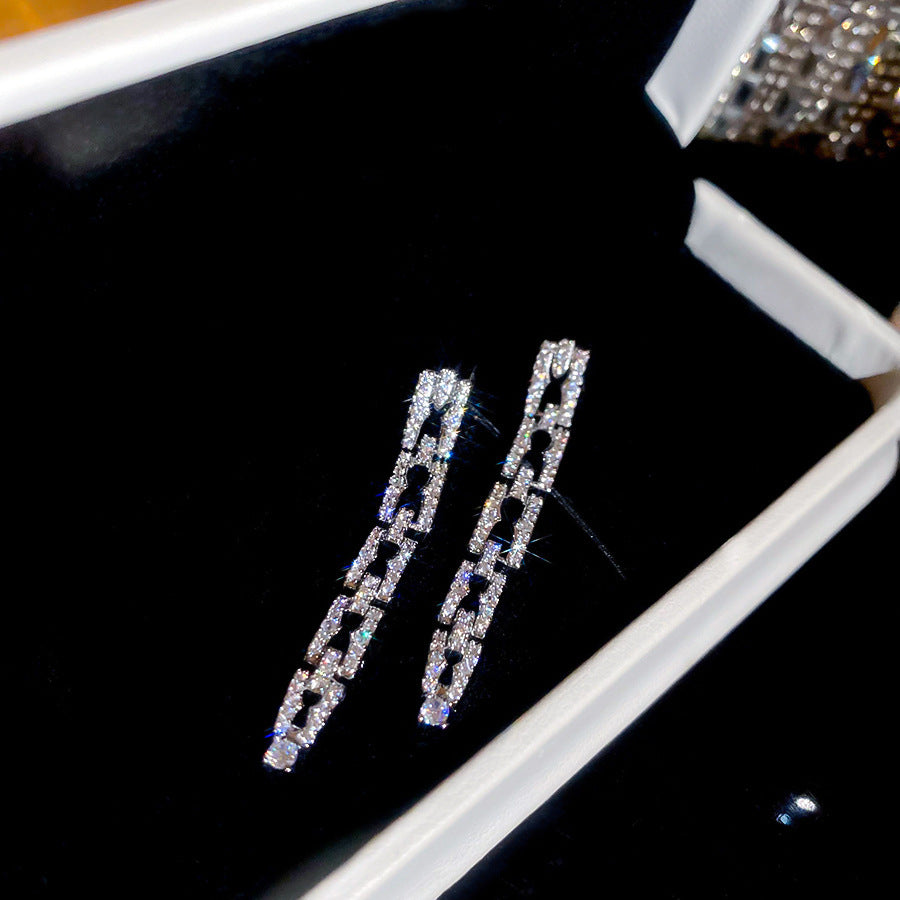 Korean Style White Zircon High-grade Simple Personalized Design Sense Earrings