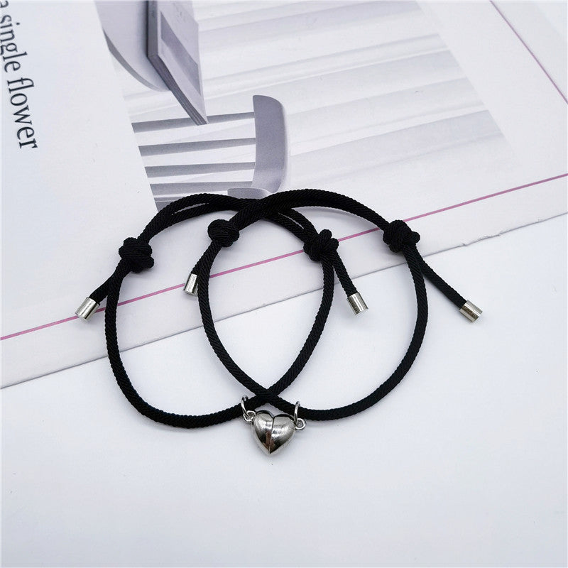 Women's & Men's Simple Love Magnetic Snap One Pair Bracelets