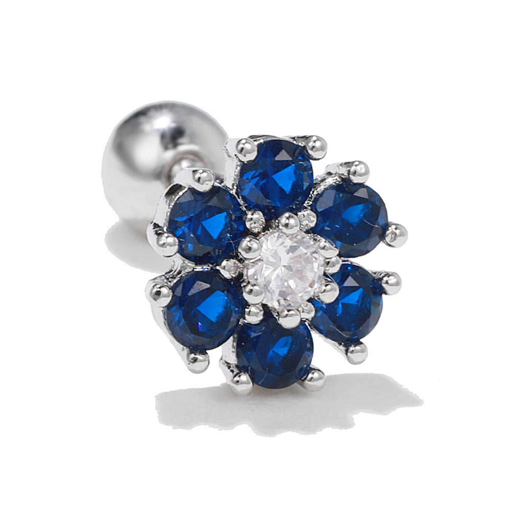 Style Retro Two-color Flower Ear Bone Gold Rings