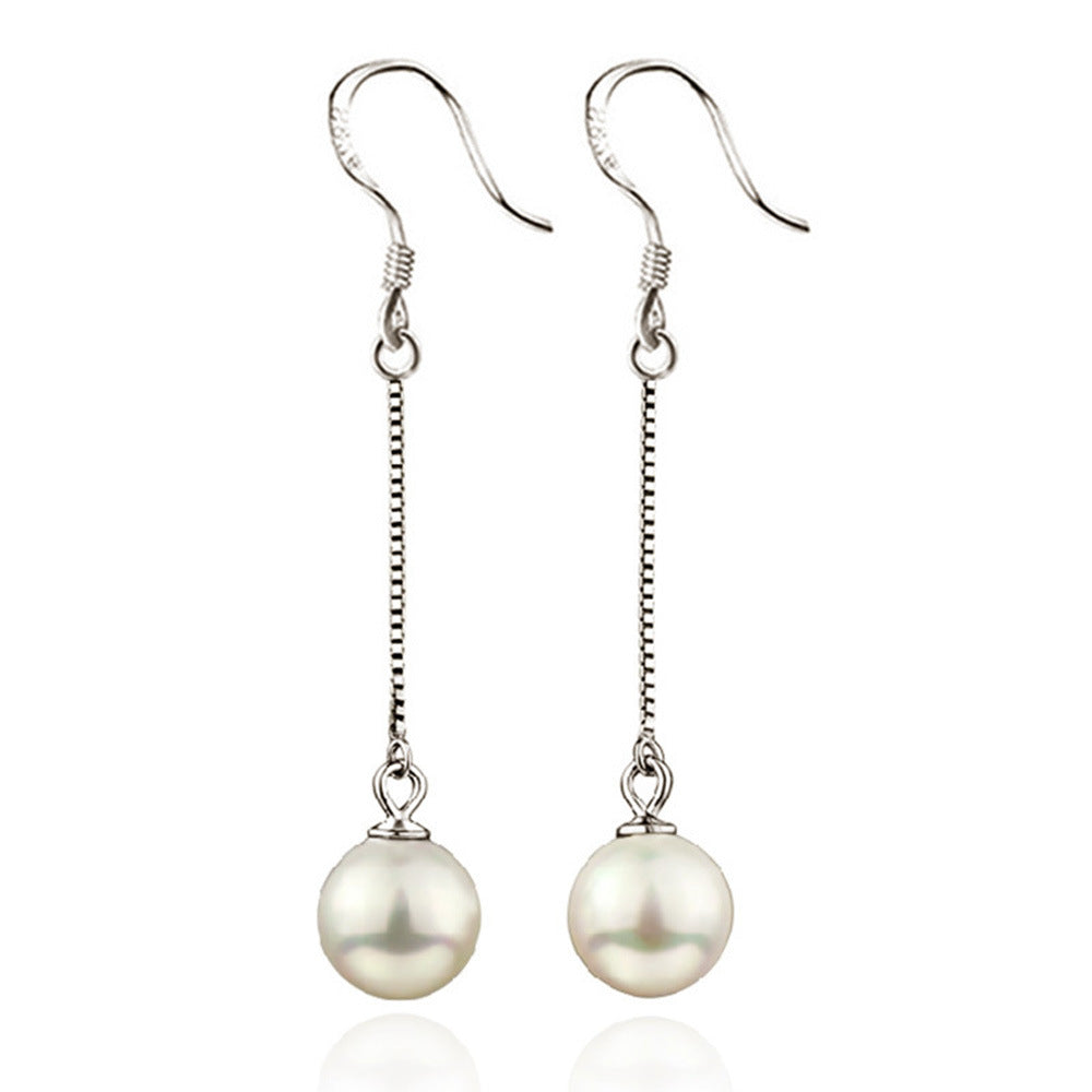 Women's Imitation Pearl Shell Pearls Sier Princess Earrings