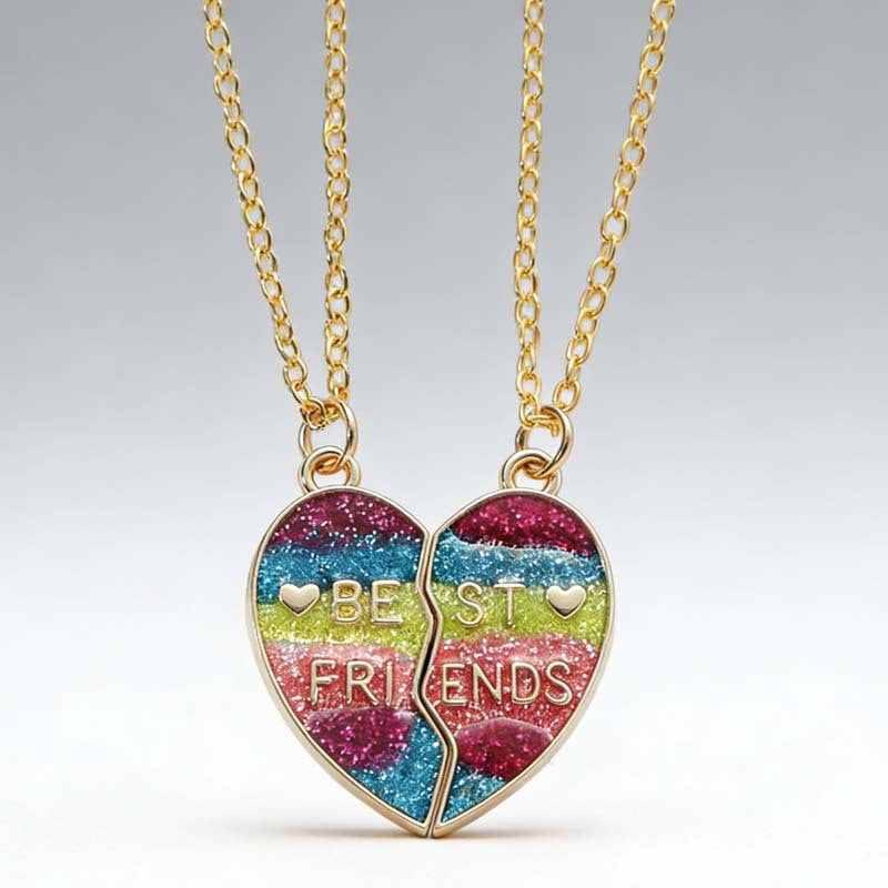 Love Magnetic Good Friend Heart-shaped Three-piece Necklace
