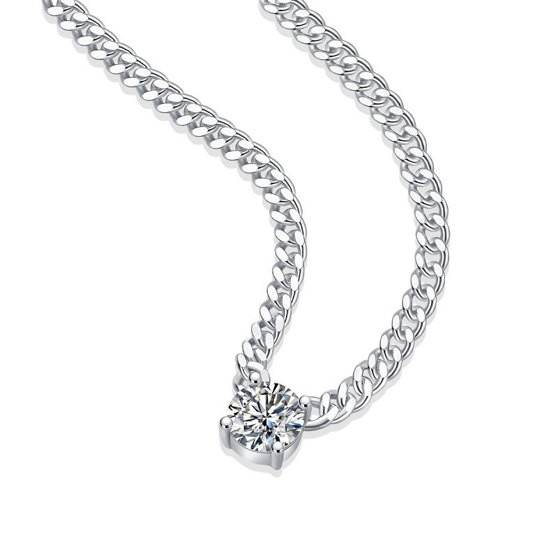 Men's Sier Chain Moissanite Cuban Clavicle Necklaces