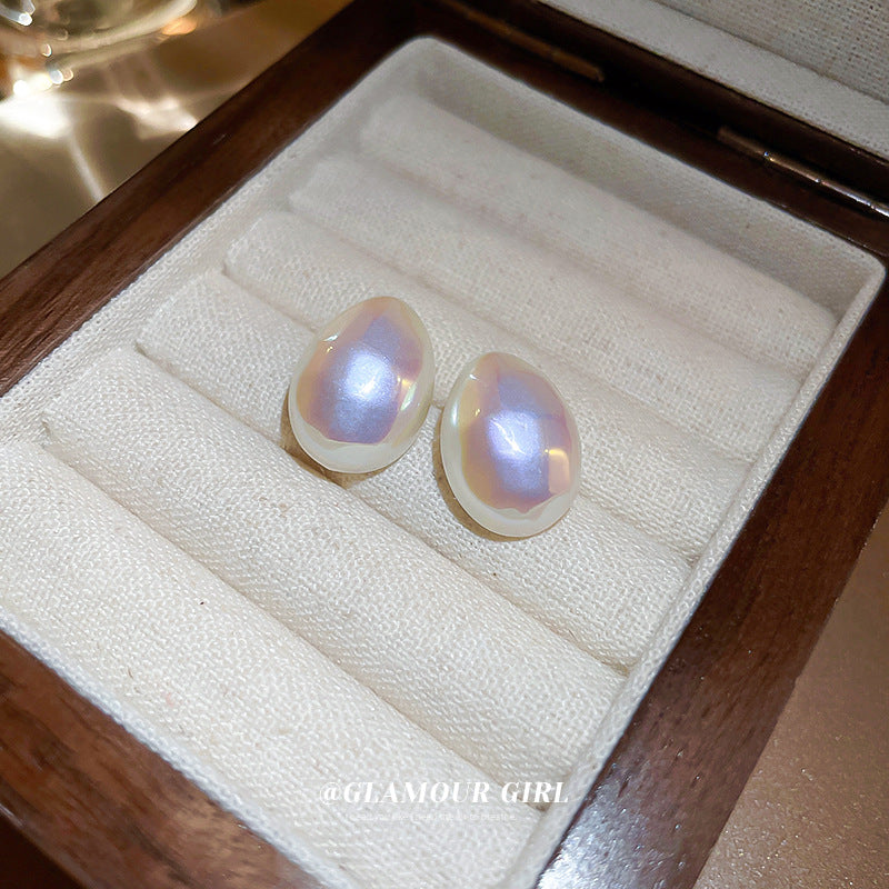 Needle Beanie Mermaid Pearl Personality French Style Earrings