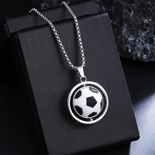 Men's Rotating Basketball Football Street Sports Gift Sweater Necklace