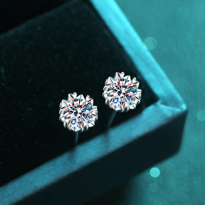 Sterling Sier Snowflake Plated Moissanite Eardrops Earrings