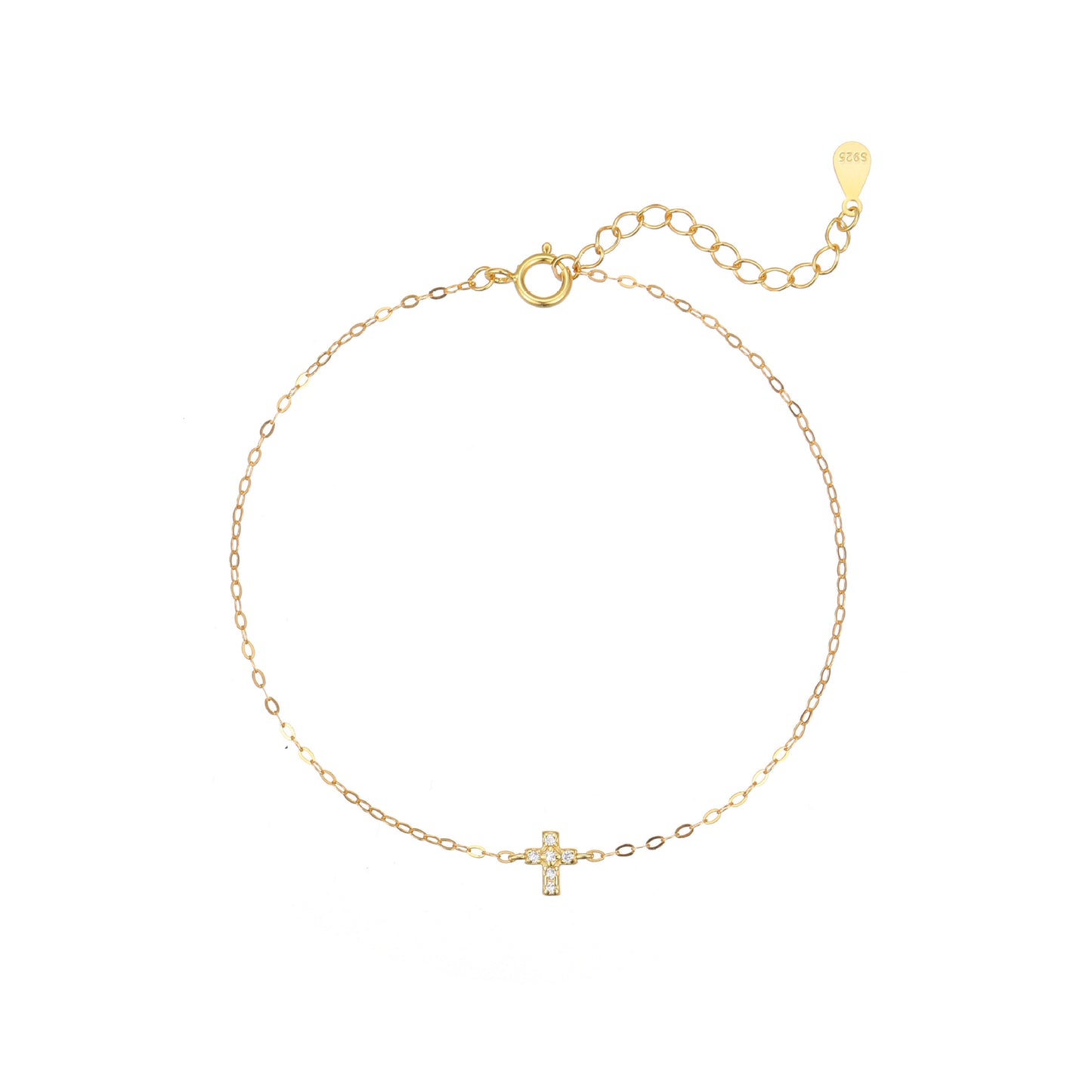Sterling Sier Gold Plated Mini Cookie Horseshoe Love Clover Bracelet