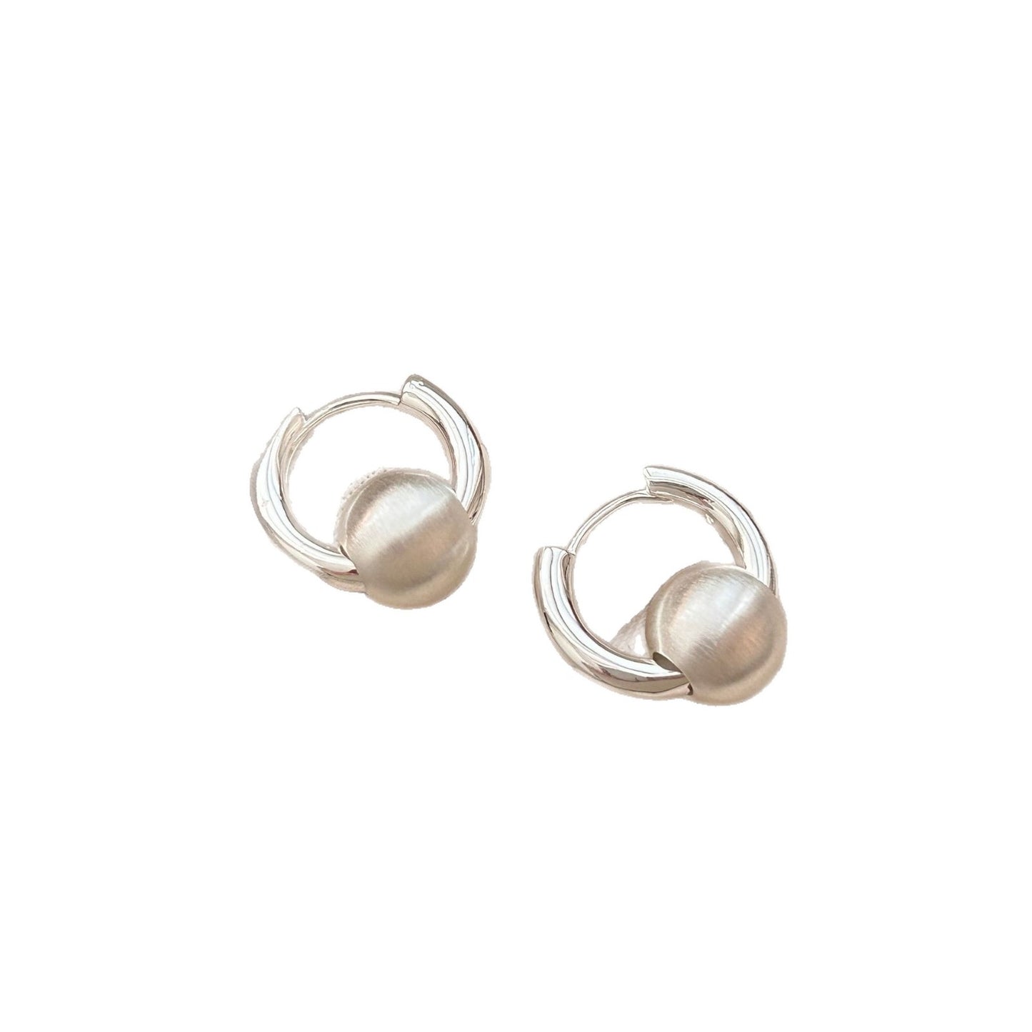 Cool Style Retro Brushed Matte Metal Beads Stud Earrings