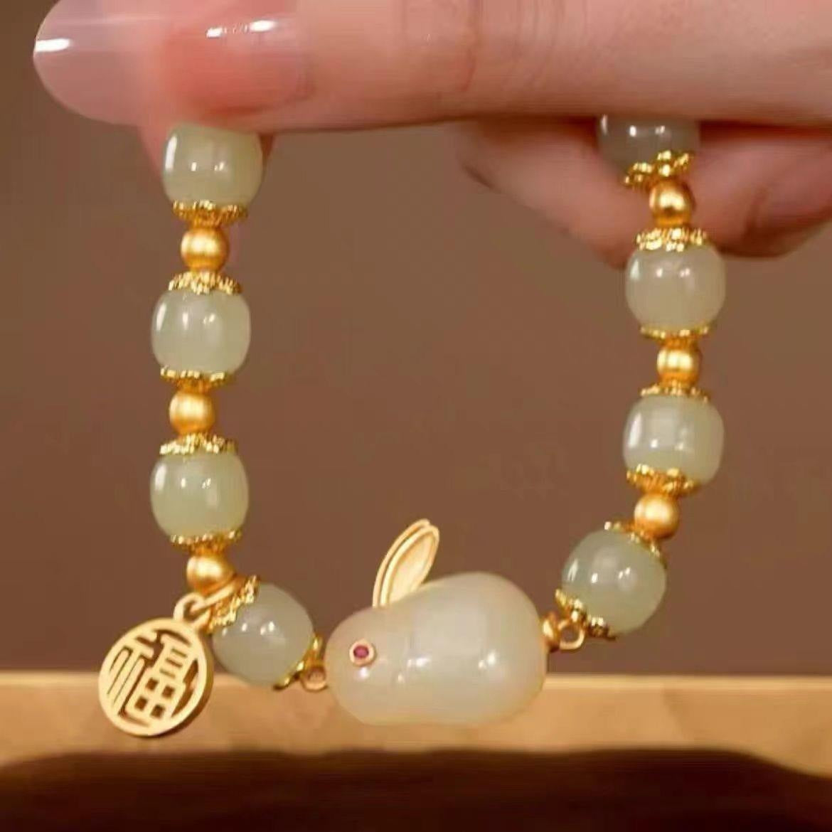 Women's Jade Rabbit Blessing Card For Design Good-looking Girlfriends Bracelets
