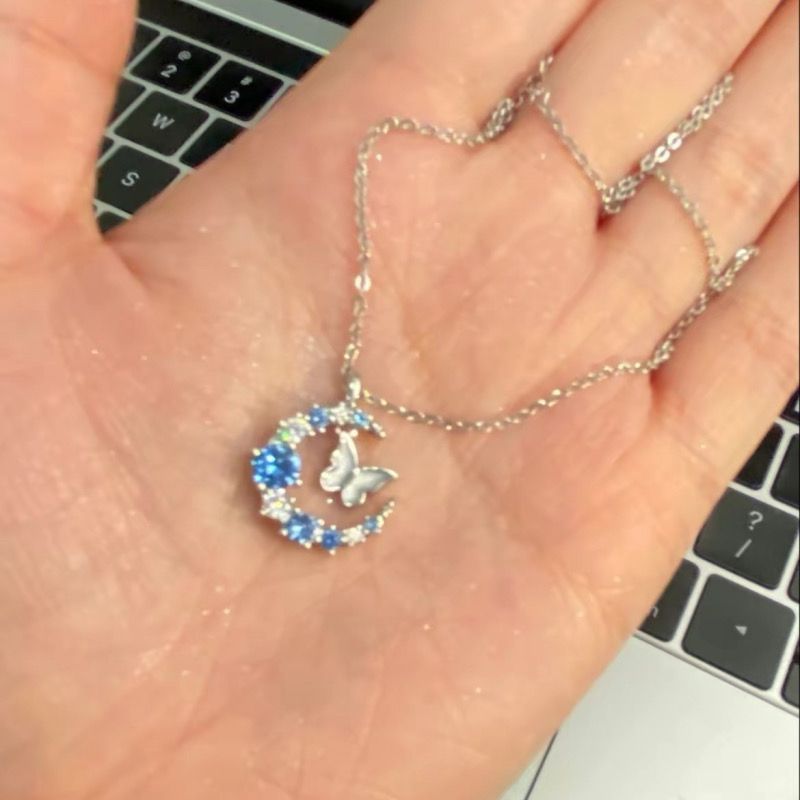 Moon Diamond Butterfly Snowflake Niche Temperament Necklace