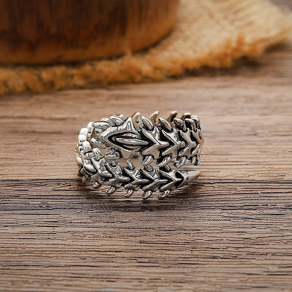 Women's & Men's Punk Backbone Skull Personality Retro With Opening Adjustable Centipede Ring