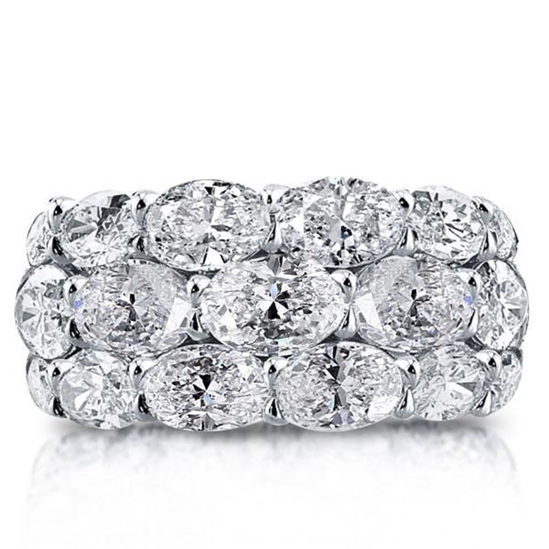 Innovative Luxury Stackable Three-row Zircon Fair Rings