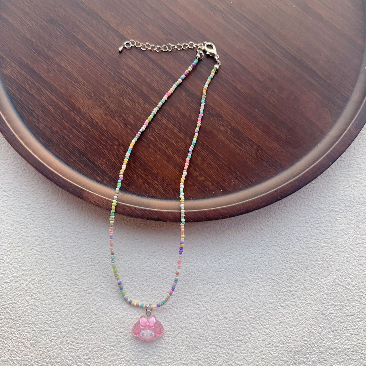 Beaded For Cartoon Cute Bowknot Clavicle Chain Necklace