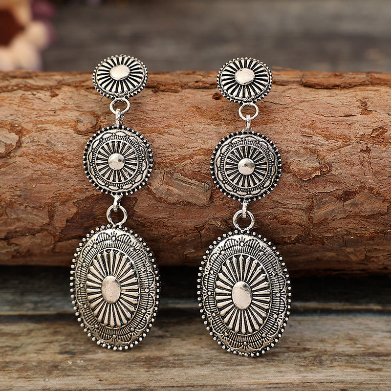 Drop-shaped Long Chain Bohemian Lady Couple Earrings